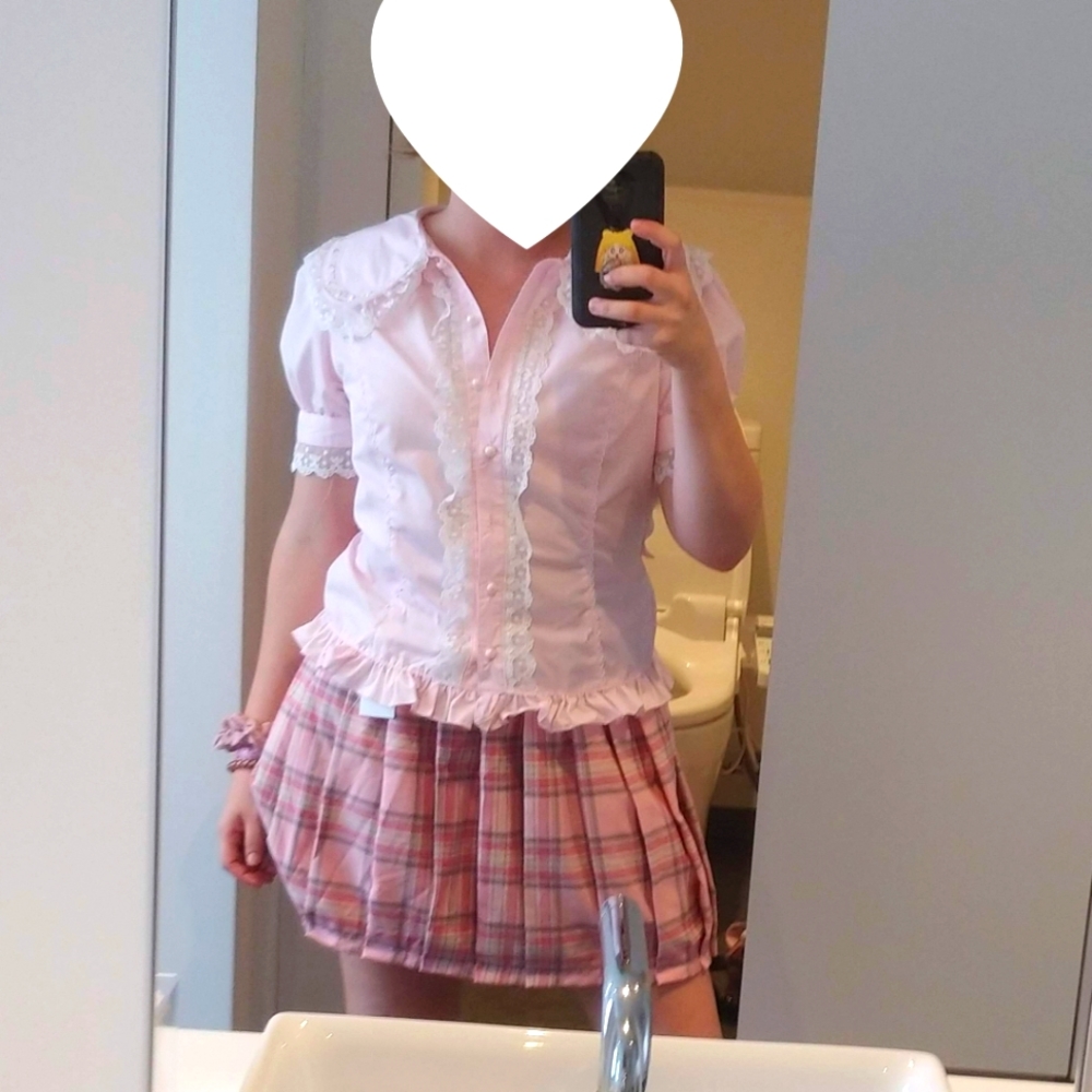 Harajuku Lolita Pink Plaid School Uniform Skirt With Pockets!